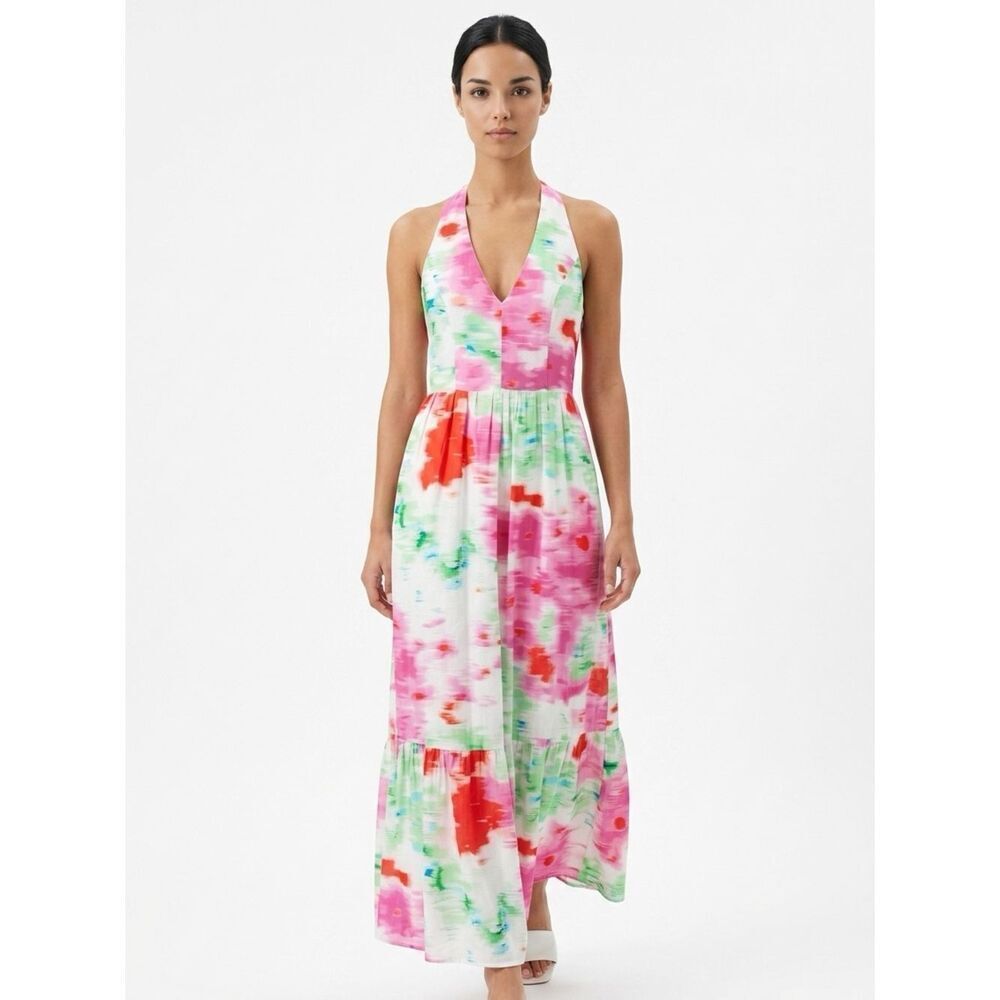 MM COUTURE | Watercolor Full Length Maxi Dress Back Cutout Women’s Size Medium